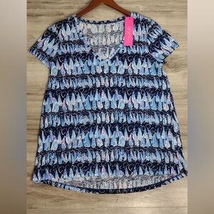 Lily Pulitzer Blue Sailboat Print Women's Top size M brand new w tags